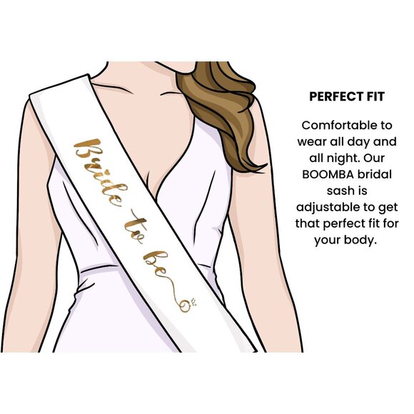 Boomba "Bride To Be" White and Gold Satin Bridal Sash NWT - Picture 6 of 8